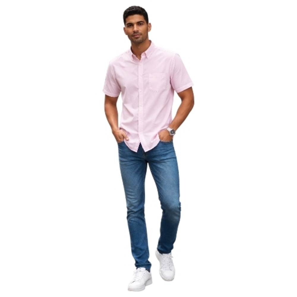 George Men's Light Pink Casual Button Down Shirt